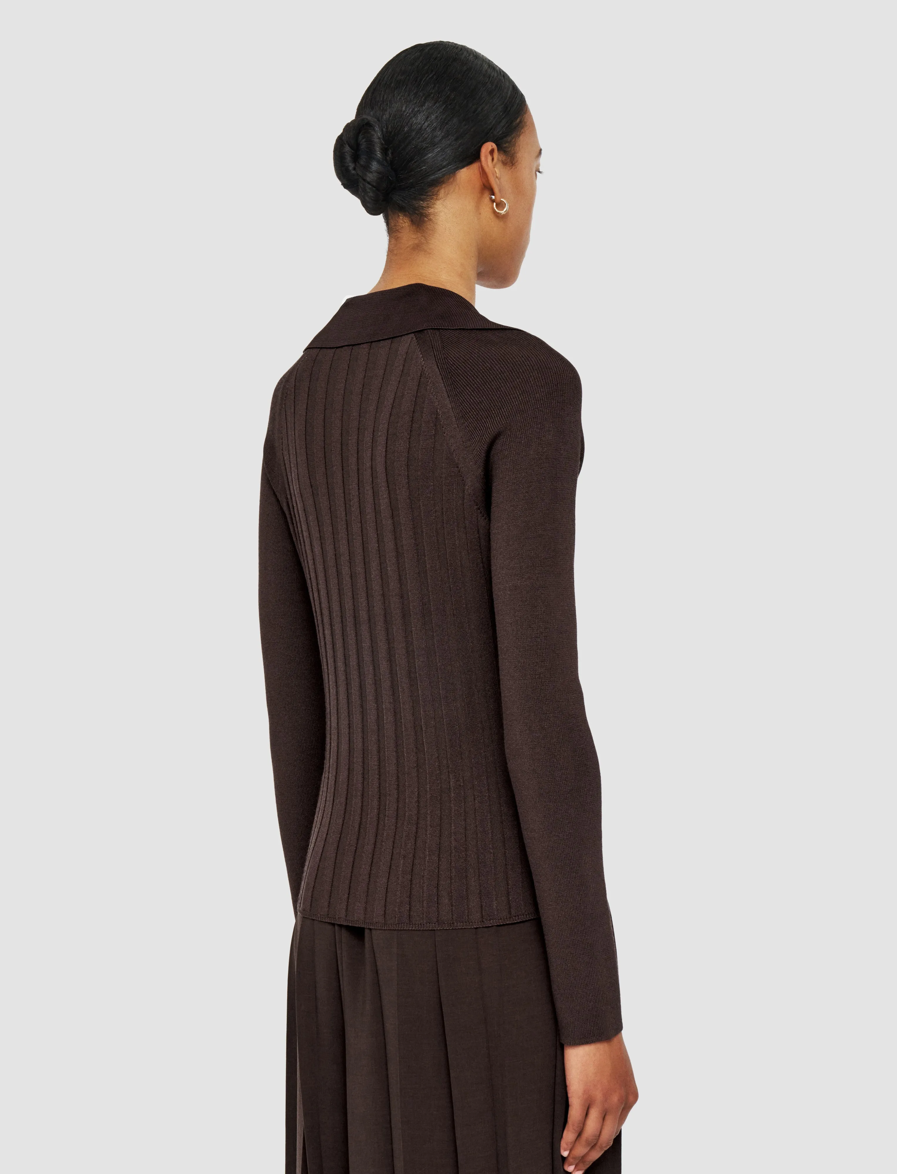 Satiny Rib Knit Polo Top sold by Joseph product image thumbnail 4