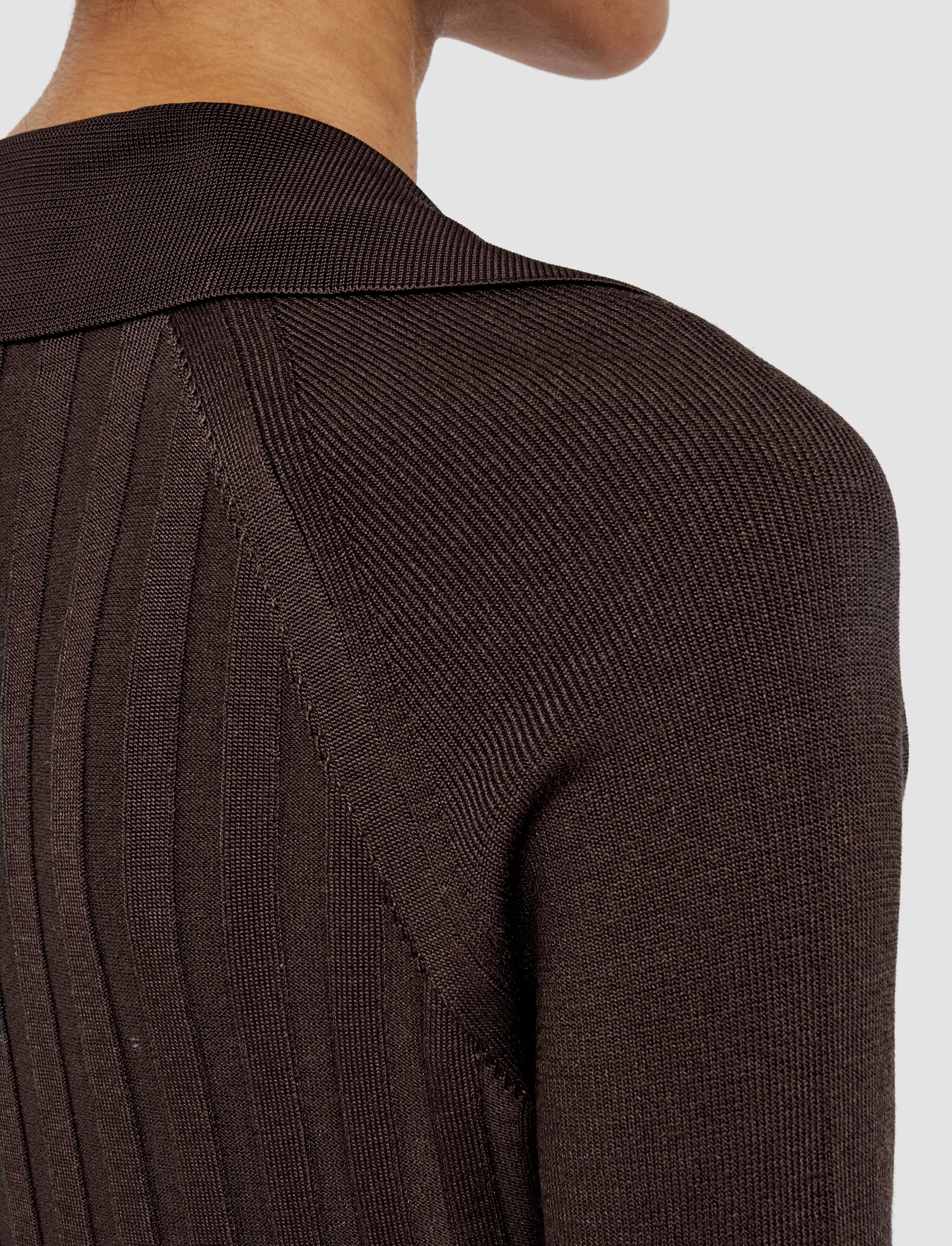Satiny Rib Knit Polo Top sold by Joseph product image thumbnail 5