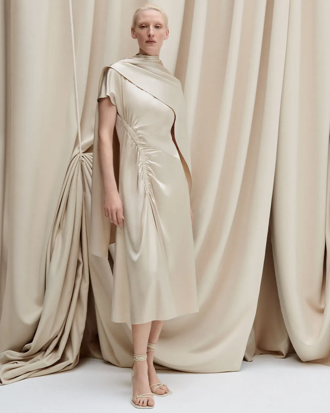 Geegee Ruched Silk Satin Dress sold by Joseph product image thumbnail 5