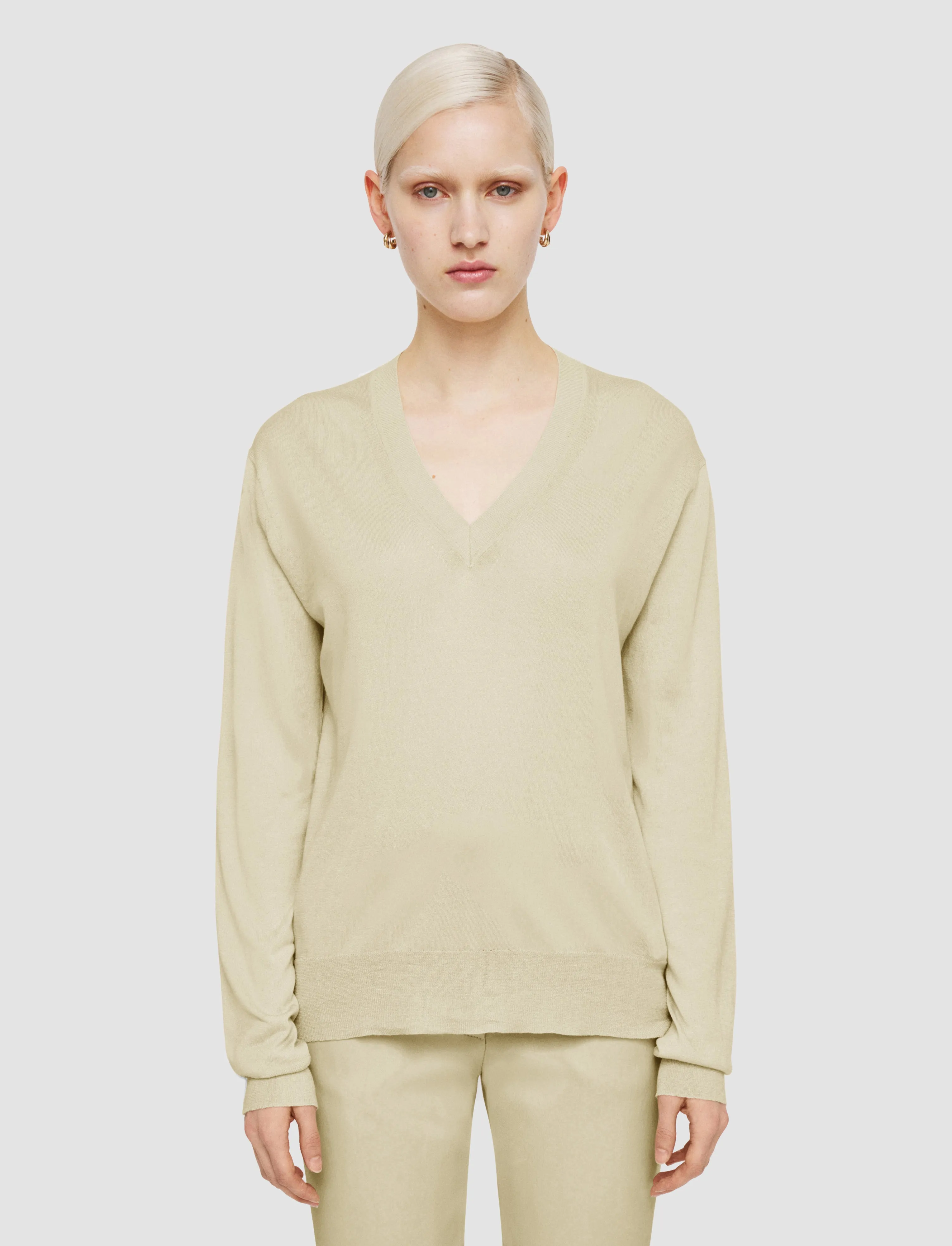Superfine Cotton Silk V Neck Jumper sold by Joseph product image thumbnail 3