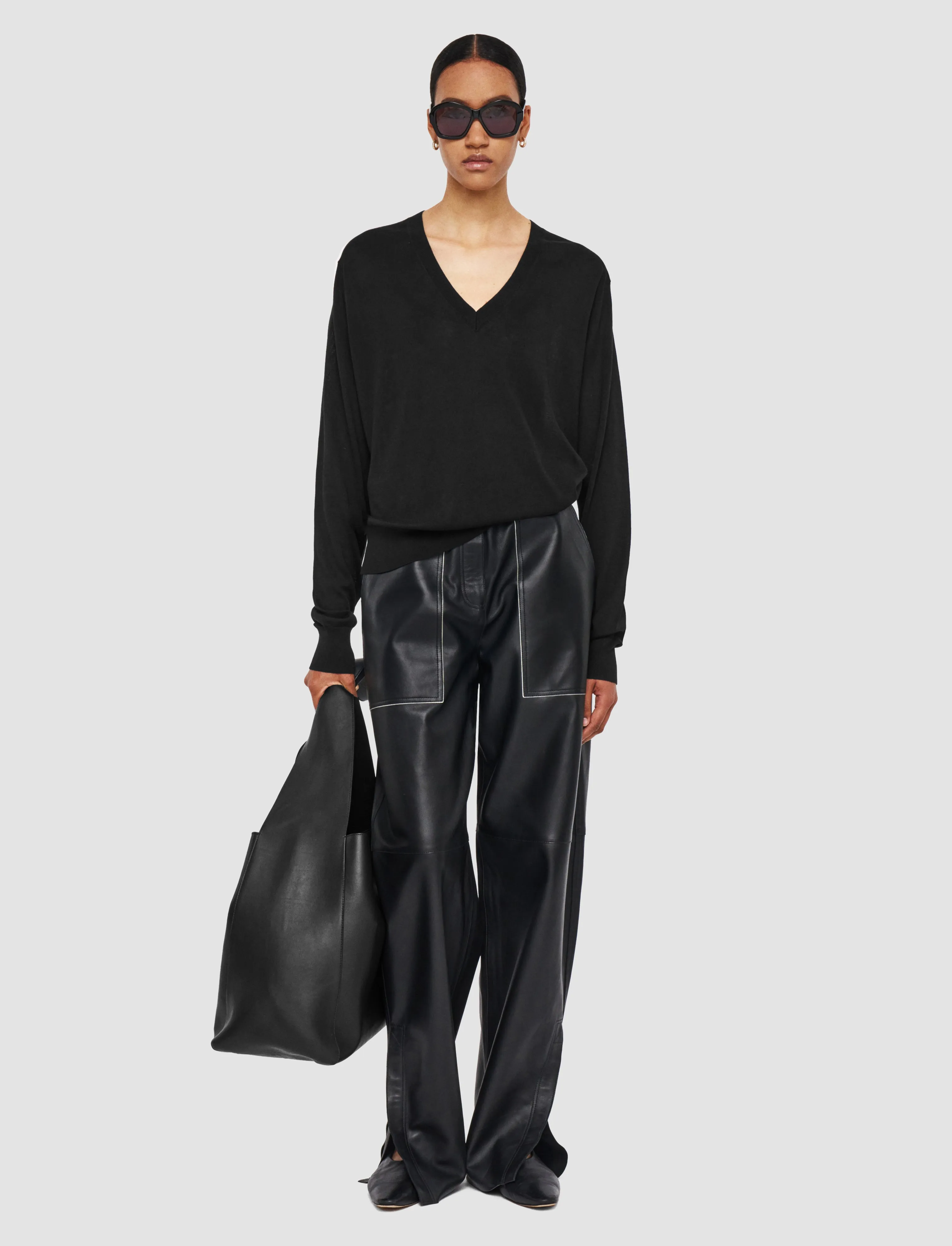 Superfine Cotton Silk V Neck Jumper sold by Joseph product image thumbnail 2