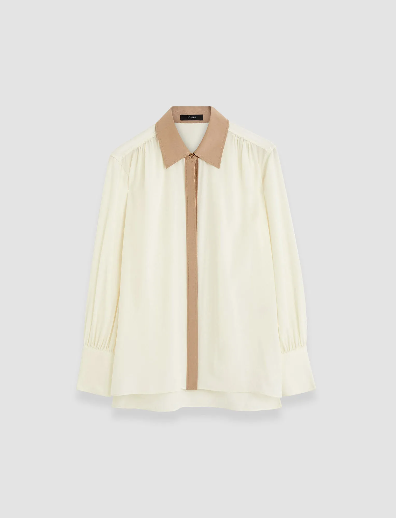 Evora Silk Crepe de Chine Colour Block Blouse sold by Joseph