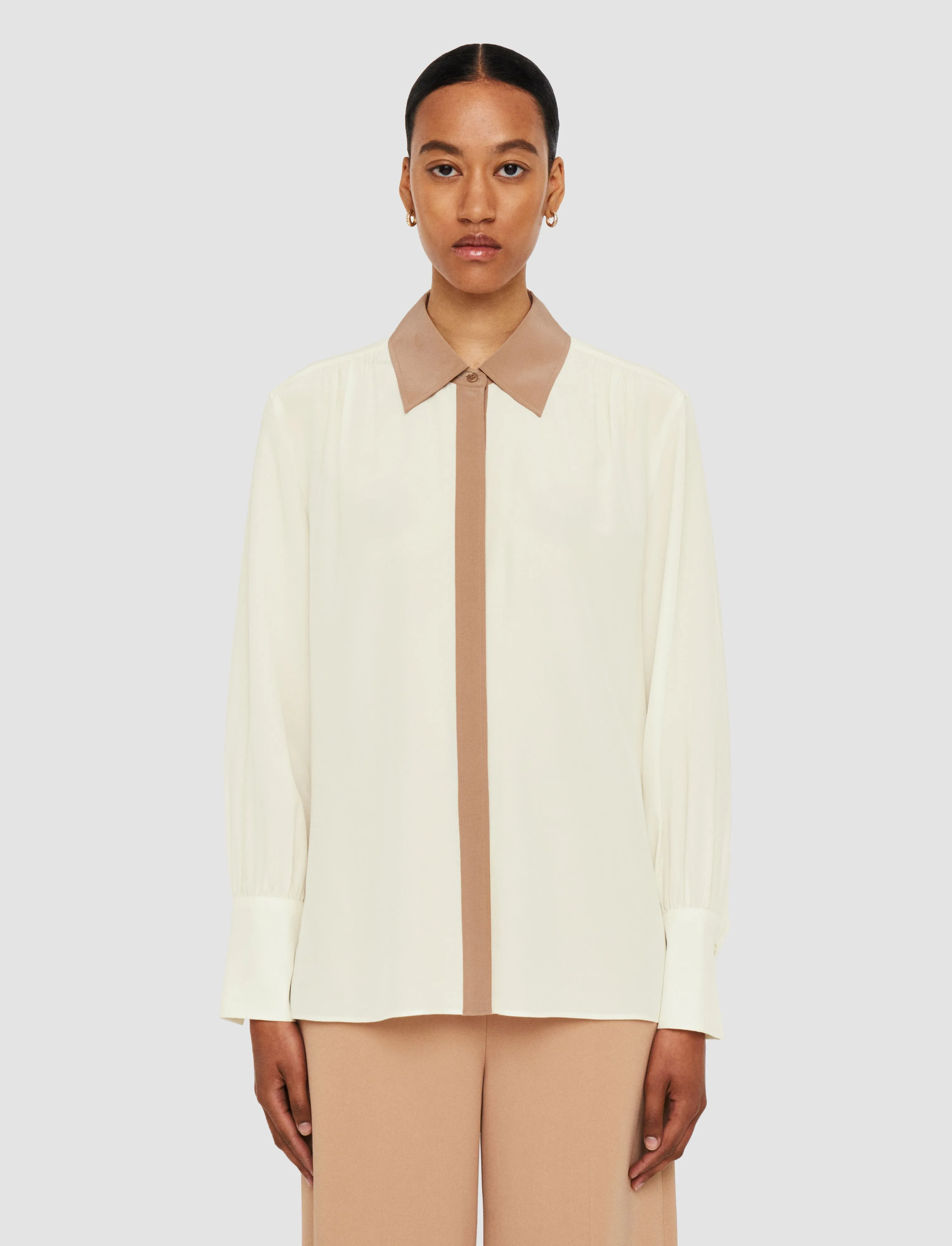 Evora Silk Crepe de Chine Colour Block Blouse sold by Joseph product image thumbnail 3