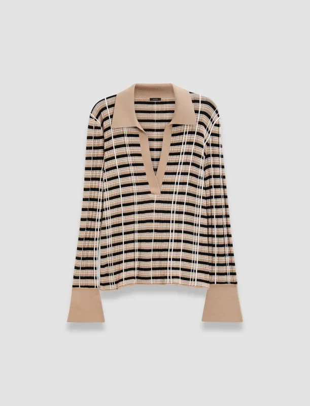 Check Wool Silk Polo Top sold by Joseph