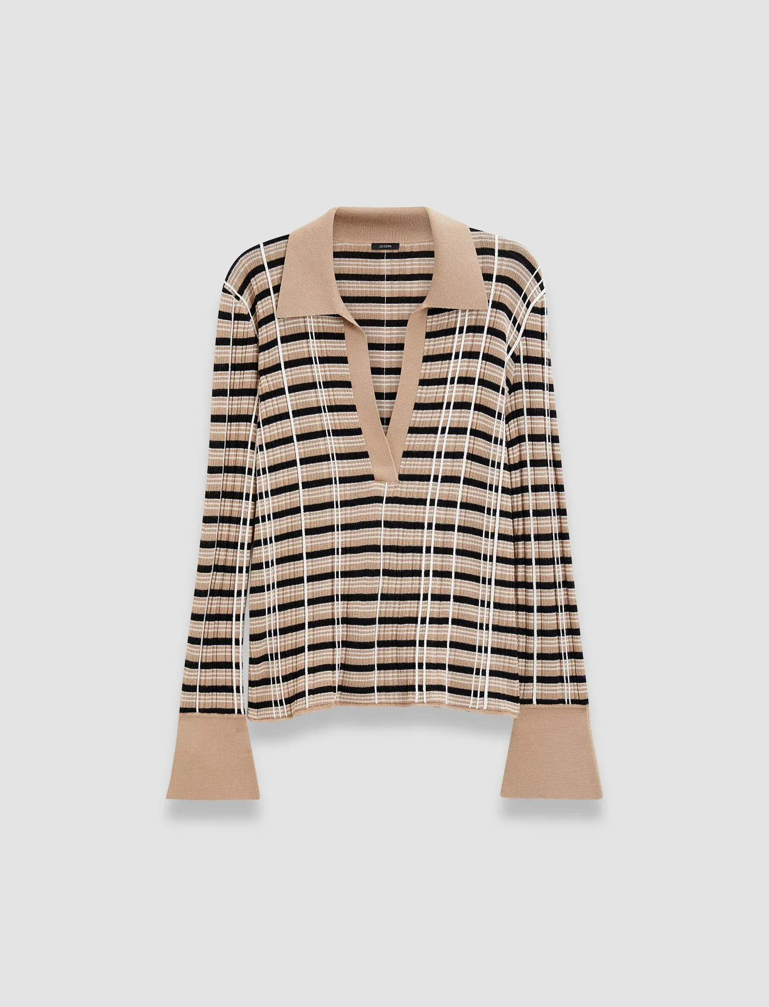 Check Wool Silk Polo Top sold by Joseph