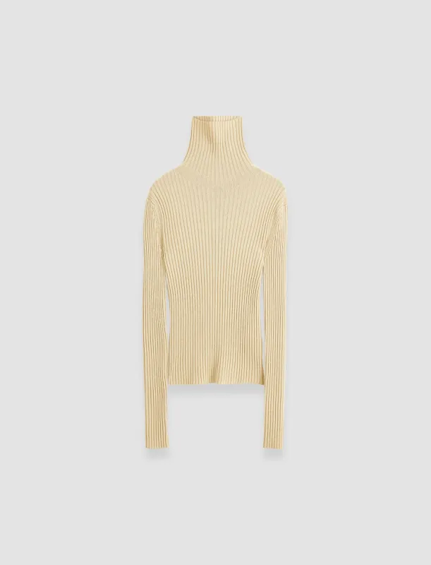 Merino Silk Rib High Neck Jumper sold by Joseph