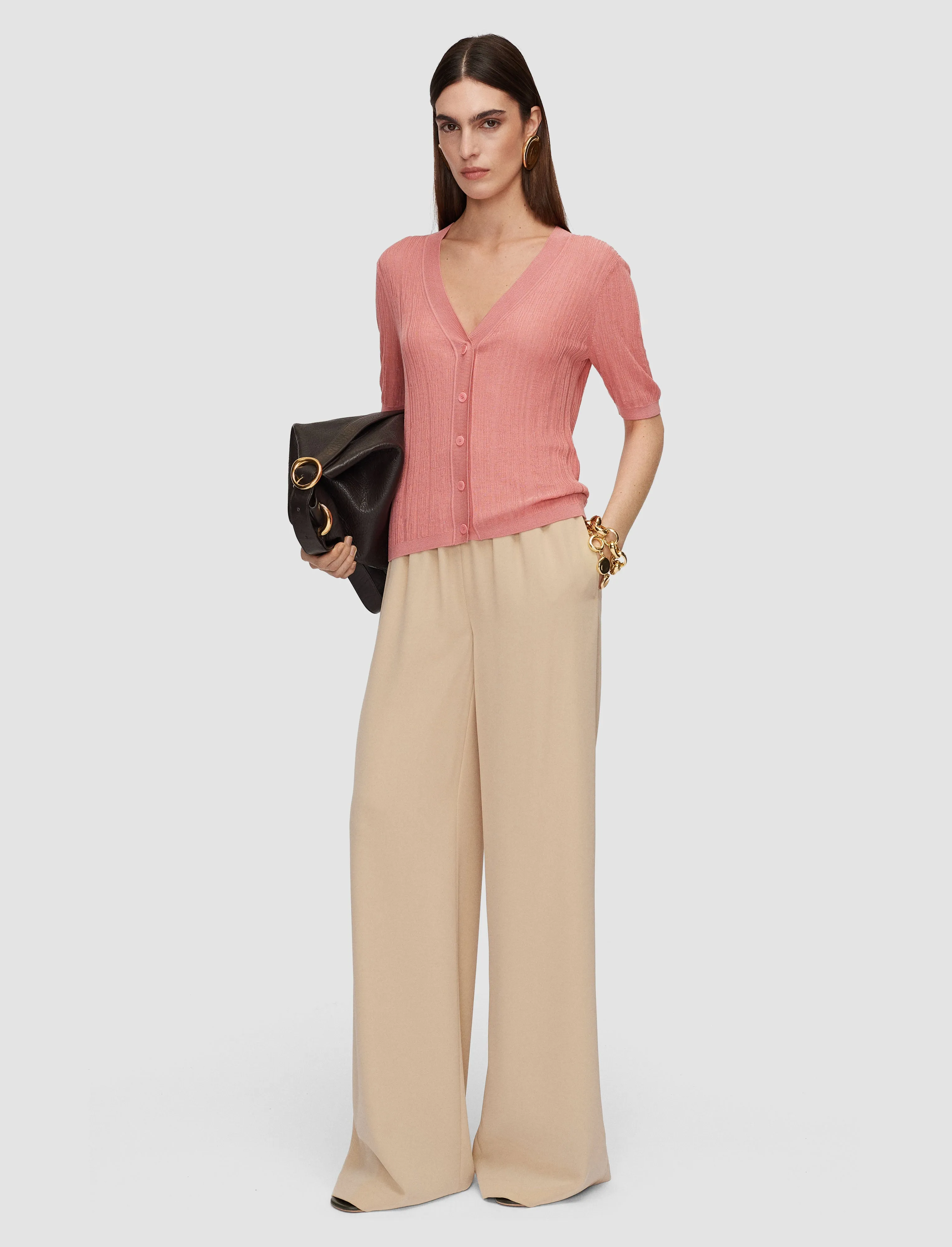 Sens Silk Cotton Rib Short Sleeve Cardigan sold by Joseph product image thumbnail 2