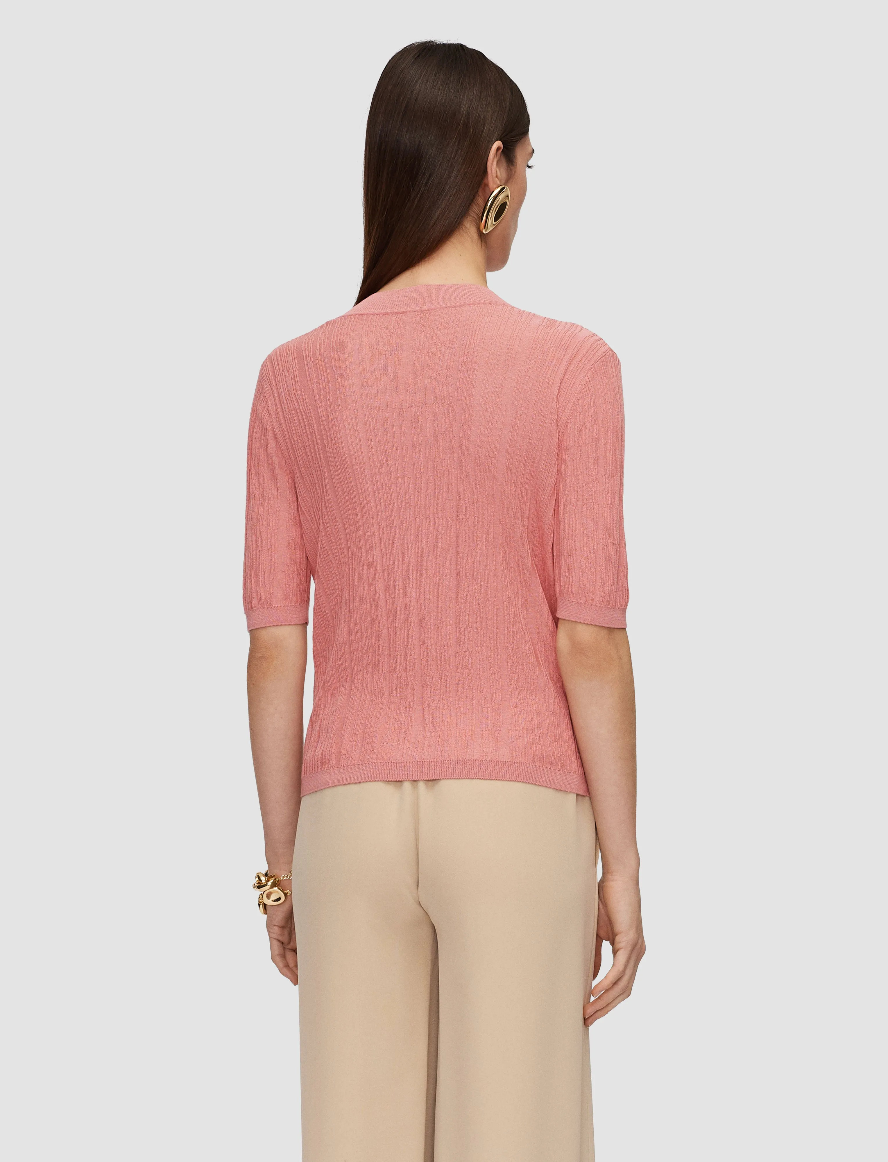 Sens Silk Cotton Rib Short Sleeve Cardigan sold by Joseph product image thumbnail 4