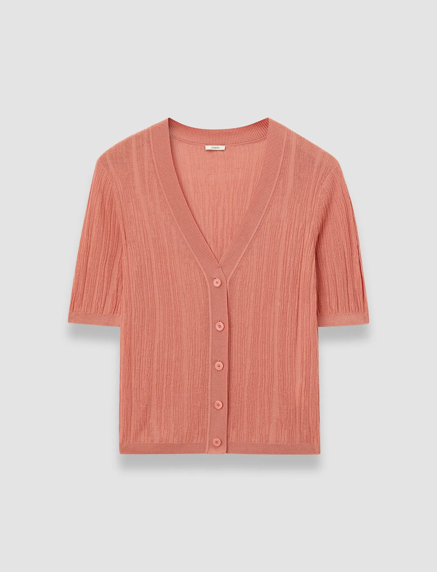 Sens Silk Cotton Rib Short Sleeve Cardigan sold by Joseph