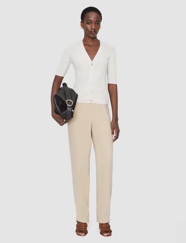 Sens Silk Cotton Rib Short Sleeve Cardigan sold by Joseph