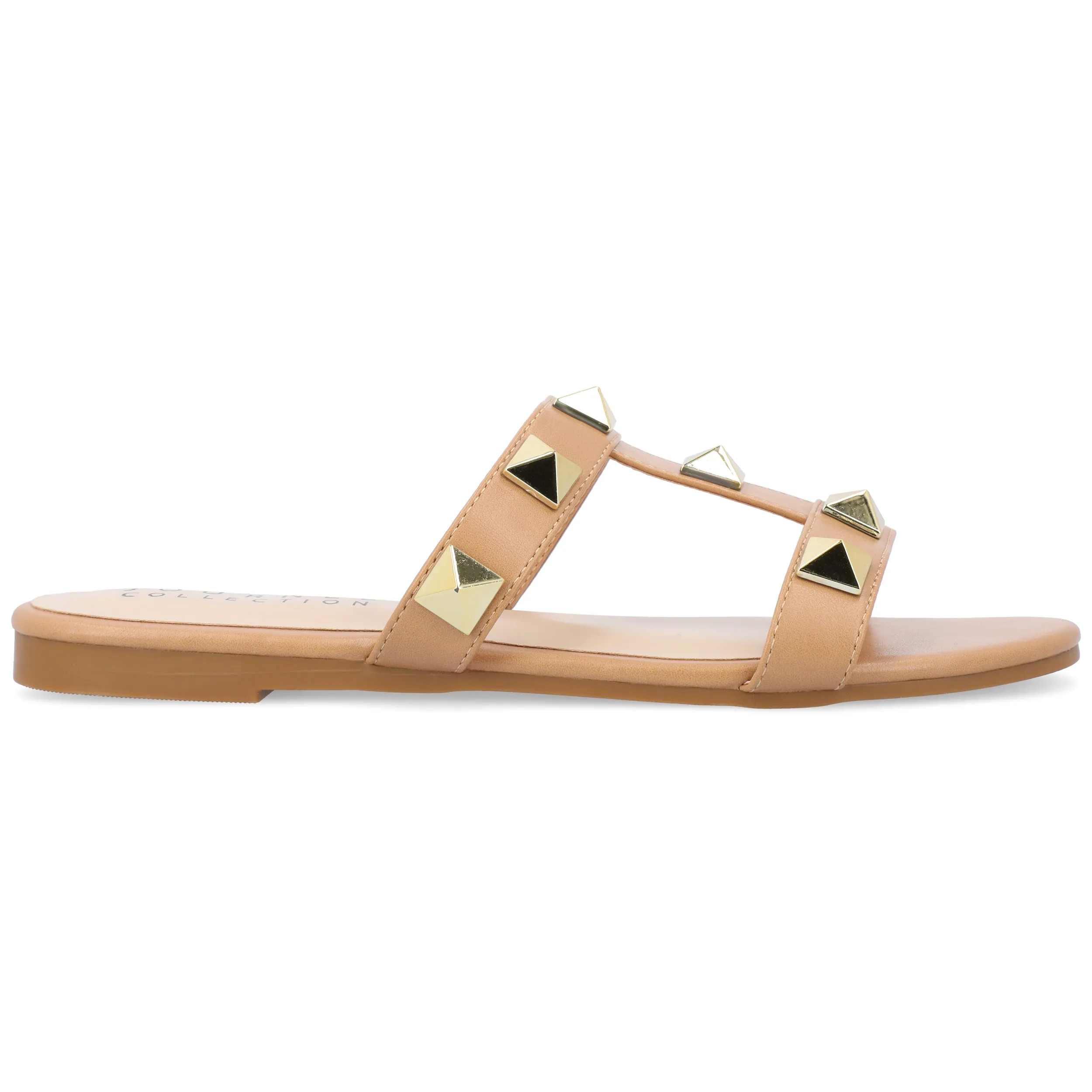 KENDALL SLIDE SANDALS IN FAUX LEATHER sold by Journee Collection