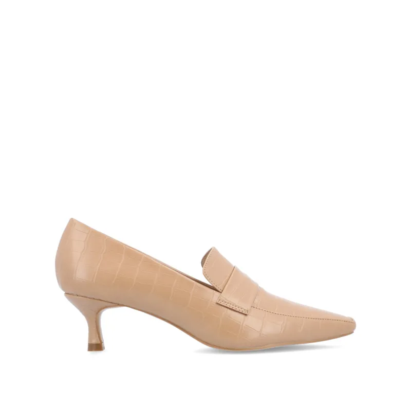 CELINA KITTEN LOAFER HEELS IN CROCO sold by Journee Collection