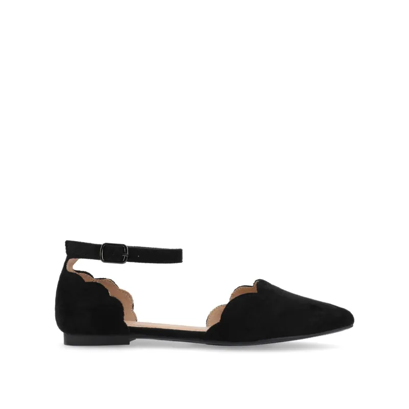 LANA SCALLOPED D'ORSAY FLAT IN FAUX SUEDE sold by Journee Collection