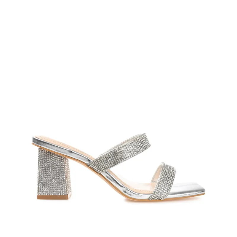 SHANDEE STRAPPY BLOCK HEELS IN FOIL made by Journee Collection