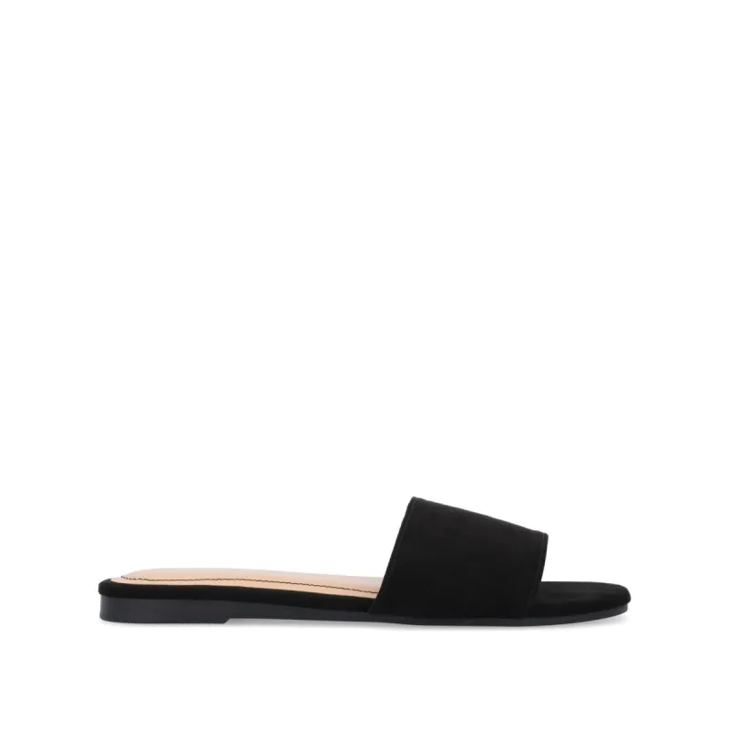 KOLINNA SLIDE SANDALS IN FAUX SUEDE sold by Journee Collection