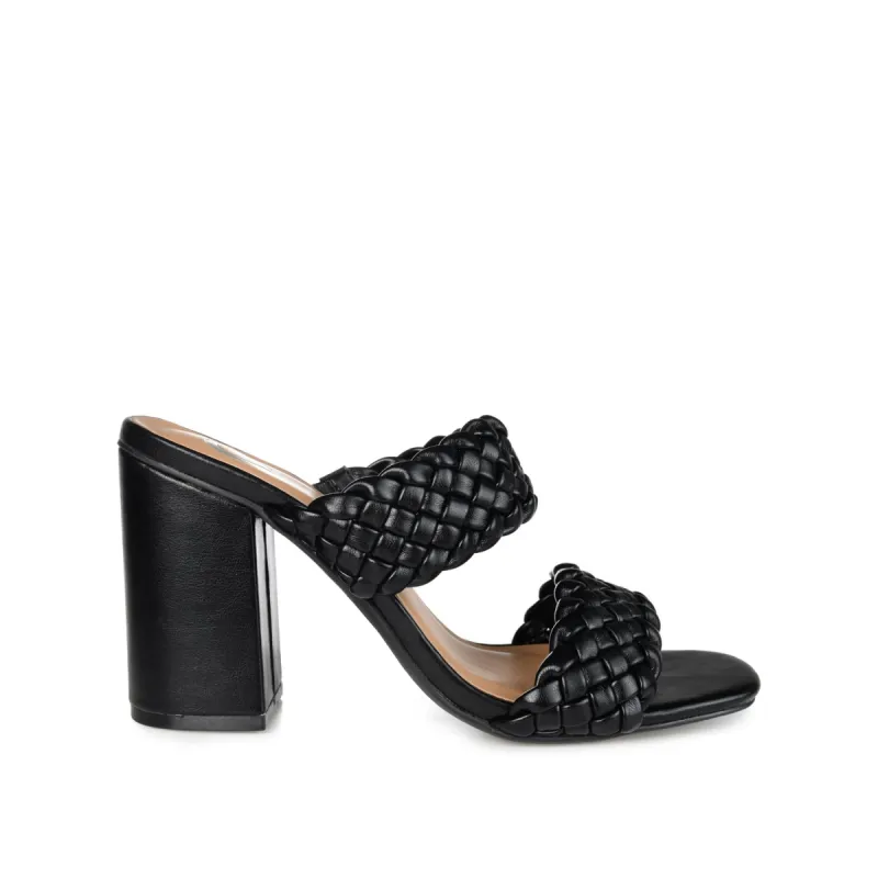 MELISSA MULE BLOCK HEELS IN VEGAN LEATHER sold by Journee Collection