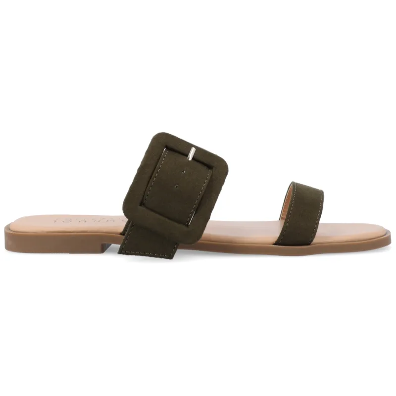 KERRIS MULTI STRAP SANDALS IN FAUX SUEDE sold by Journee Collection