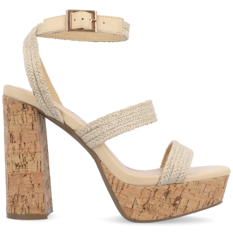 SIENNE HEELED SANDALS IN ROPE sold by Journee Collection