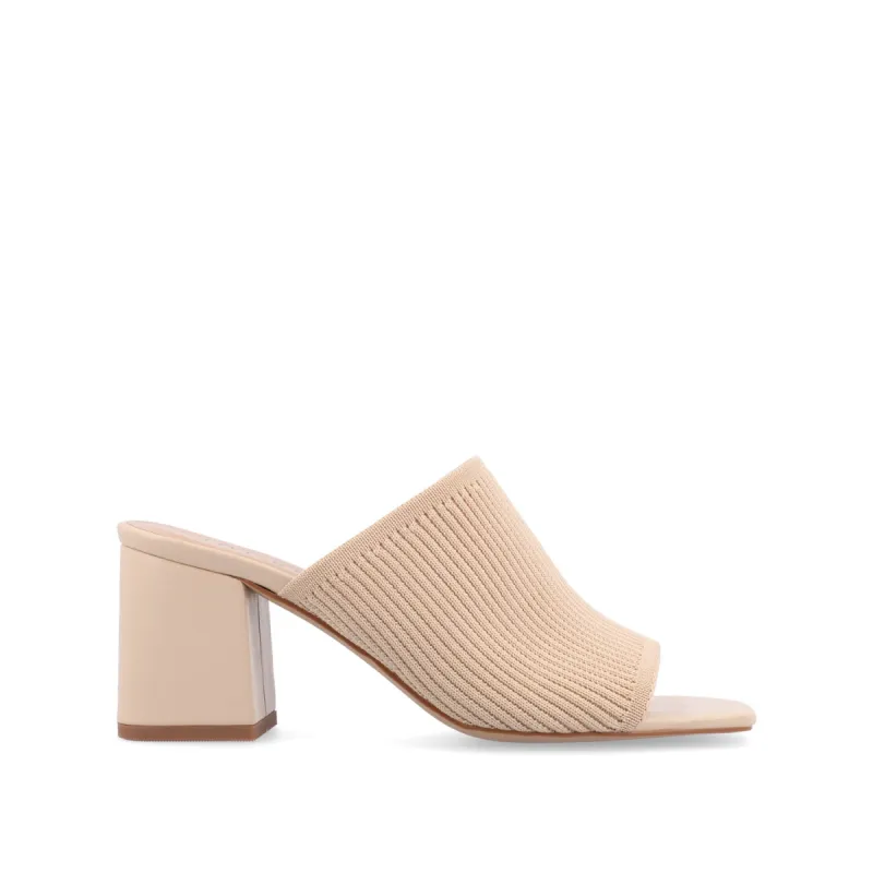 LORENNA MULE BLOCK HEELS IN KNIT FABRIC sold by Journee Collection
