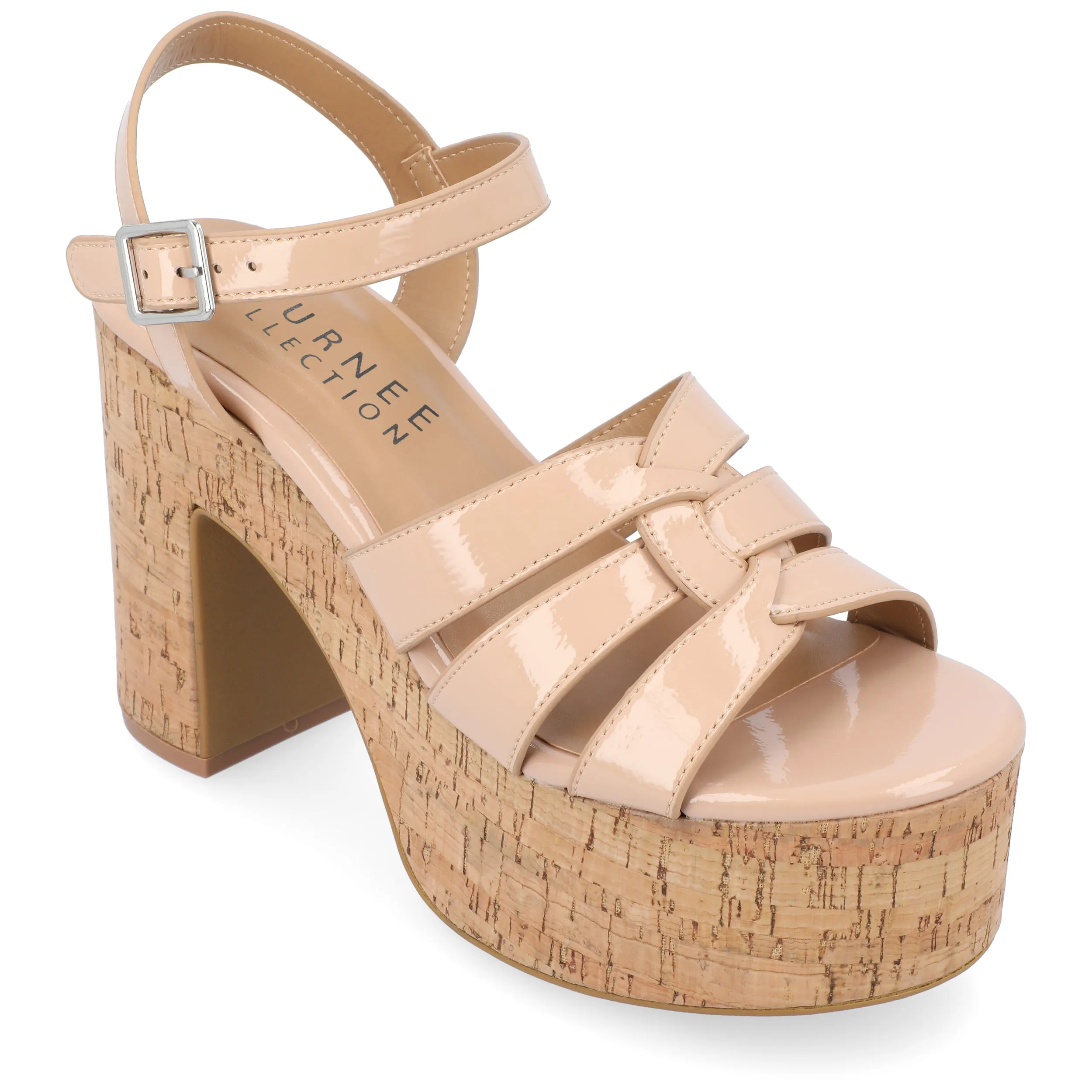 JANIA BLOCK HEELED SANDALS IN PATENT sold by Journee Collection product image thumbnail 4