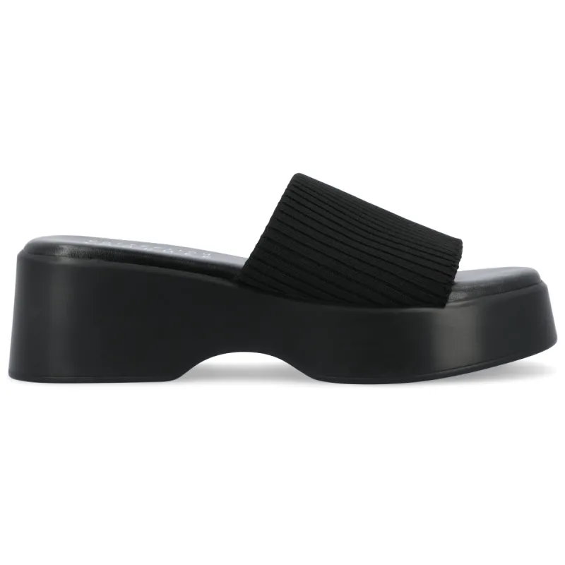 EMANI PLATFORM SANDALS IN KNIT FABRIC sold by Journee Collection