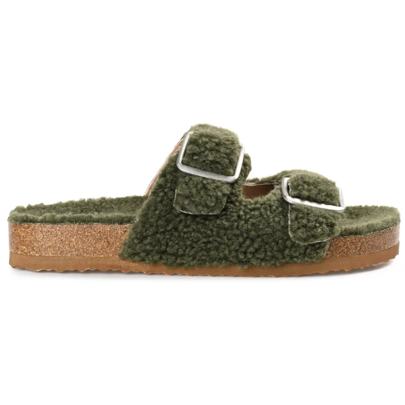 DELPHEEN SLIDES IN TEDDY BEAR FAUX FUR sold by Journee Collection