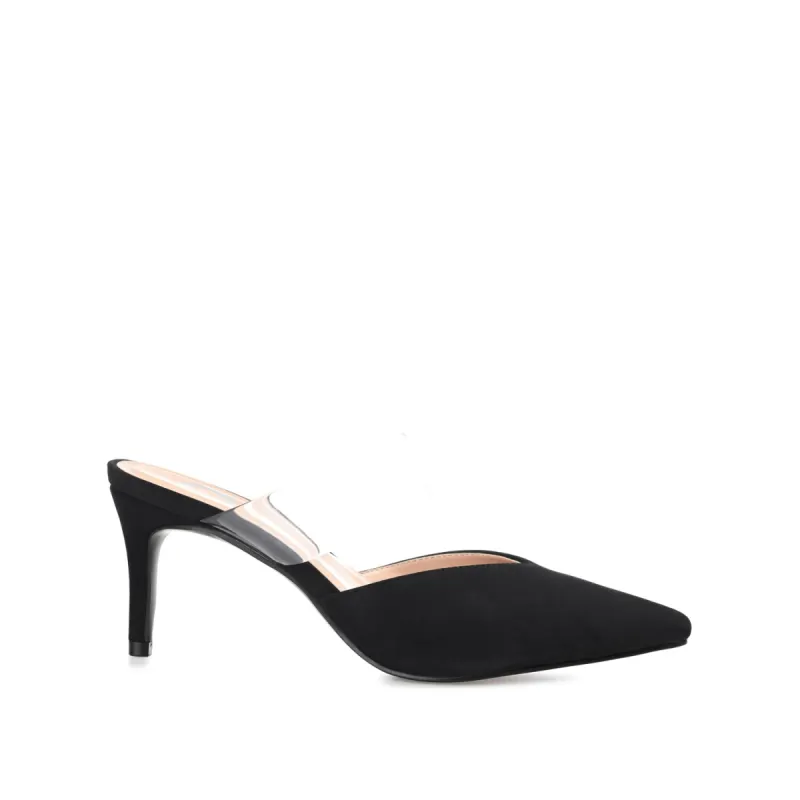 OLLIE MULE STILETTO HEELS IN FAUX SUEDE sold by Journee Collection