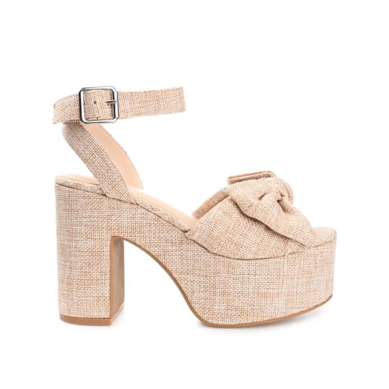 ZENNI BLOCK HEELED SANDALS IN FABRIC sold by Journee Collection