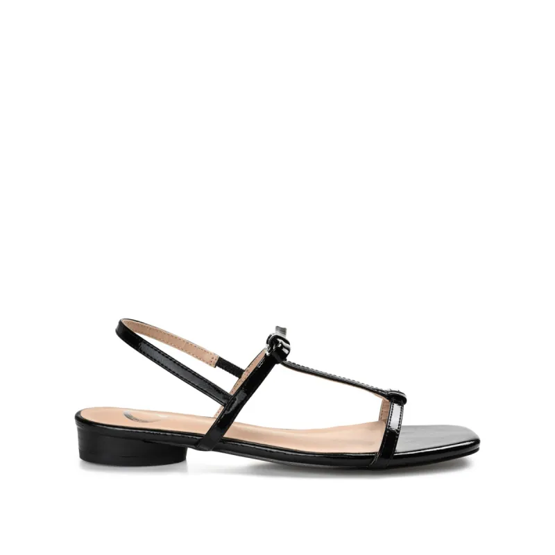 ZAIDDA T STRAP SANDALS IN PATENT sold by Journee Collection