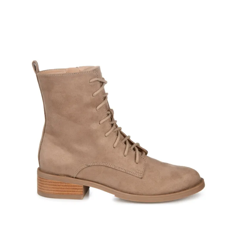 VIENNA LACE-UP BOOTIES IN FAUX SUEDE sold by Journee Collection