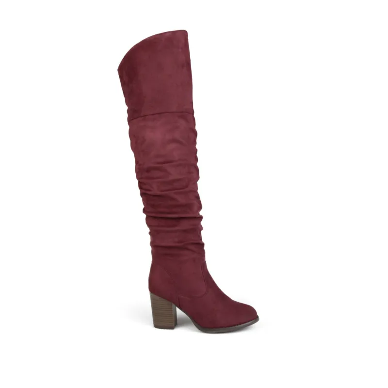 KAISON THIGH HIGH BOOTS IN FAUX SUEDE sold by Journee Collection