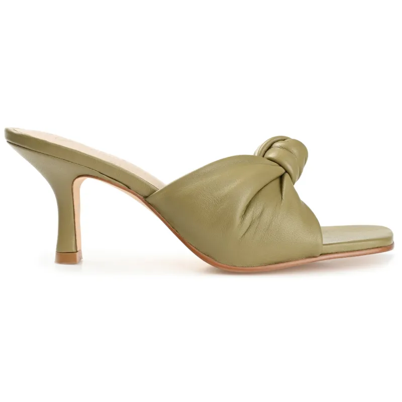 FINLEE STILETTO HEEL MULES IN LEATHER sold by Journee Collection