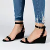 LOUCIA STRAPPY WEDGE HEELS IN FAUX SUEDE sold by Journee Collection