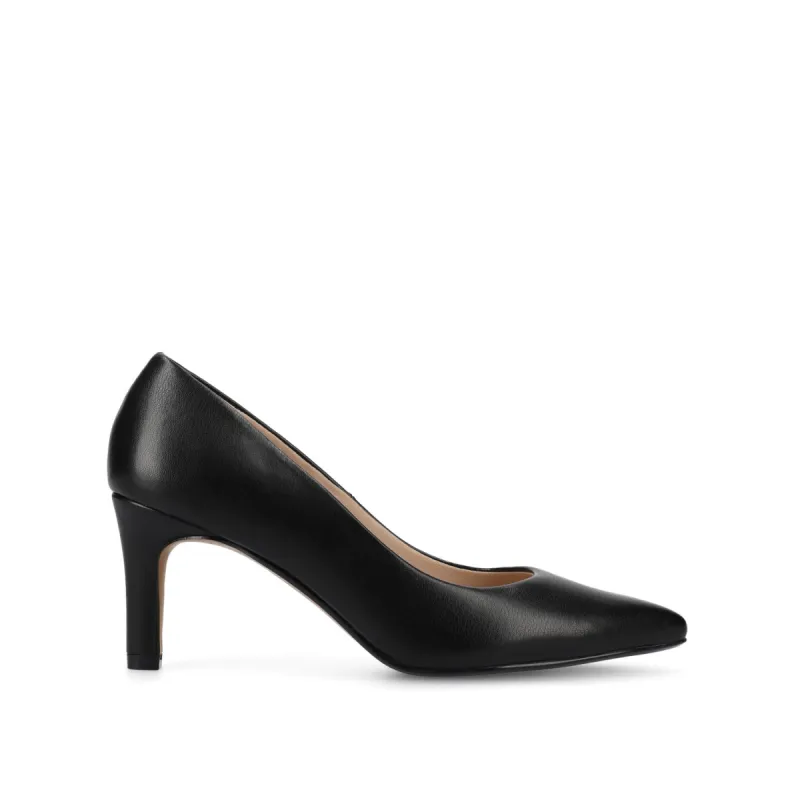 SCYLEE LEATHER STILETTO HEELS IN VEGAN LEATHER IN WIDE sold by Journee Collection