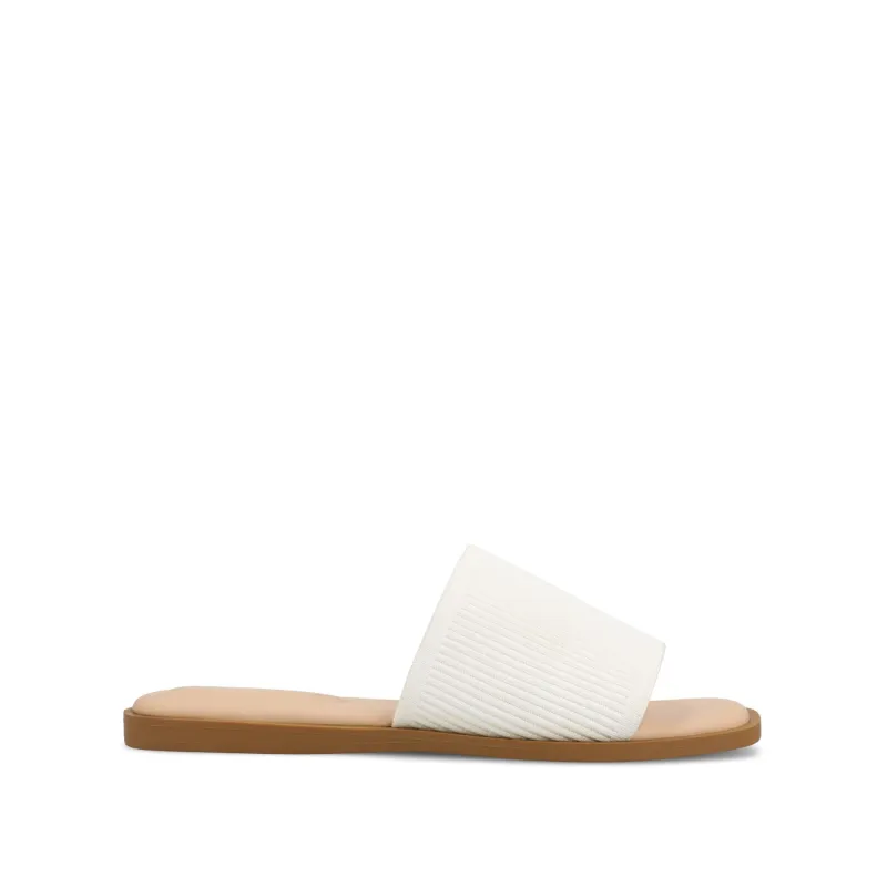 PRISILLA SLIDE SANDALS IN STATEMENT IN WIDE sold by Journee Collection