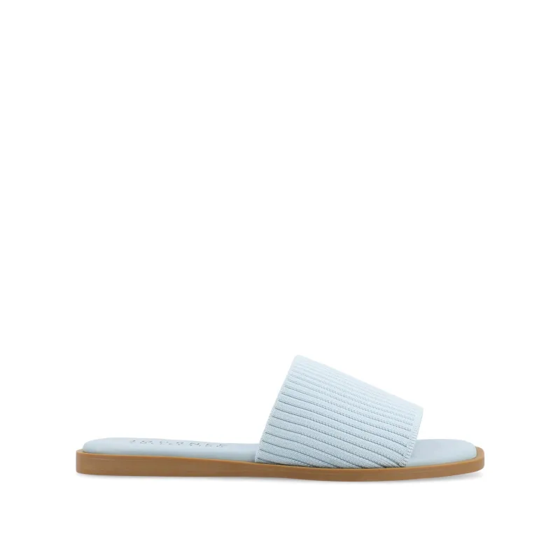 PRISILLA SLIDE SANDALS IN KNIT FABRIC IN WIDE sold by Journee Collection