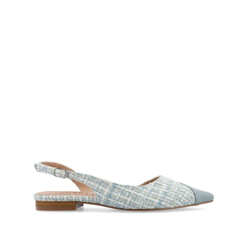 DAPHNNE BALLET FLATS IN TWEED FABRIC IN WIDE sold by Journee Collection