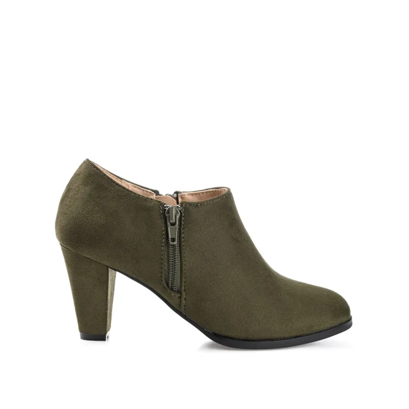 SANZI ZIP-UP BOOTIES IN FAUX SUEDE - Olive sold by Journee Collection
