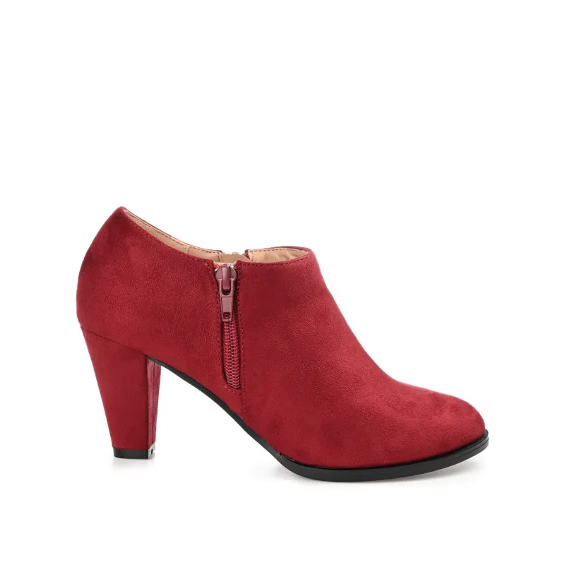 SANZI ZIP-UP BOOTIES IN FAUX SUEDE - Wine sold by Journee Collection
