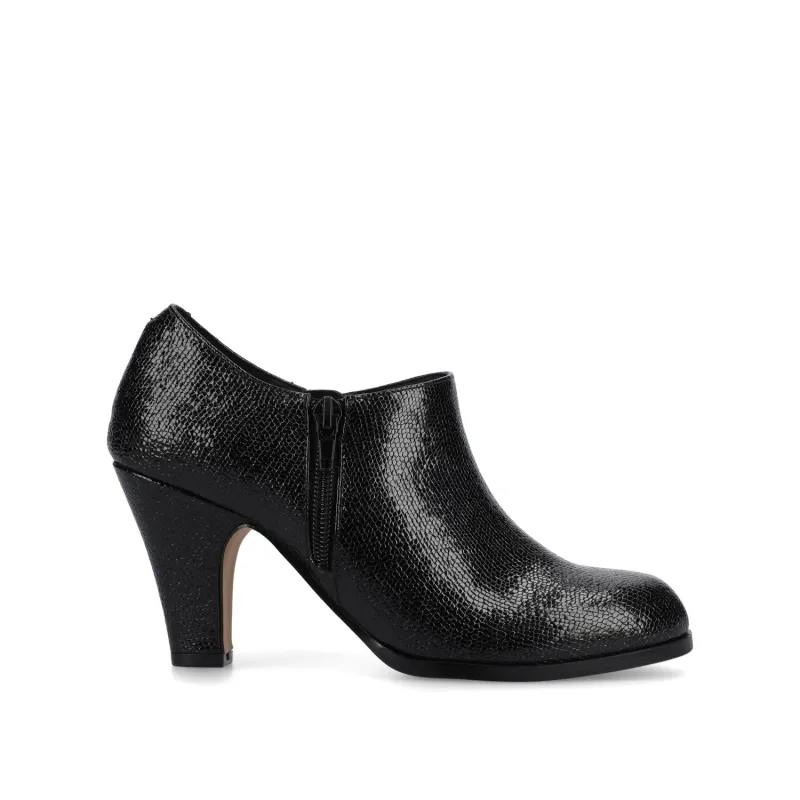 SANZI ZIP-UP BOOTIES IN FAUX SUEDE - Black Lizard sold by Journee Collection