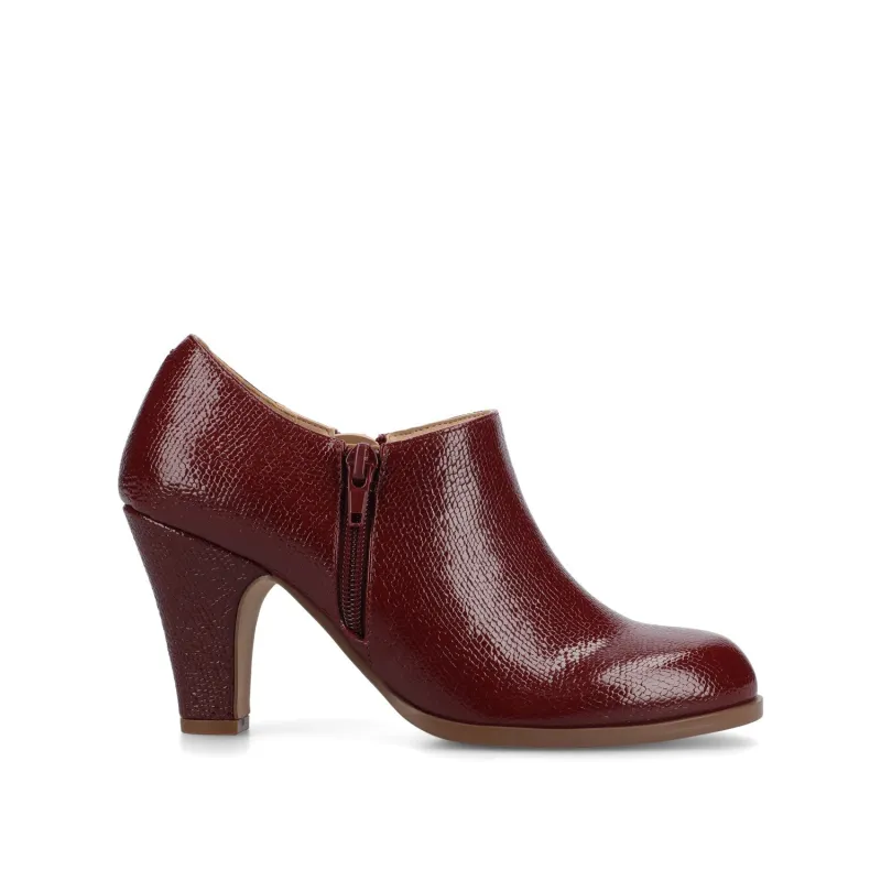 SANZI ZIP-UP BOOTIES IN FAUX SUEDE - Oxblood Lizard sold by Journee Collection