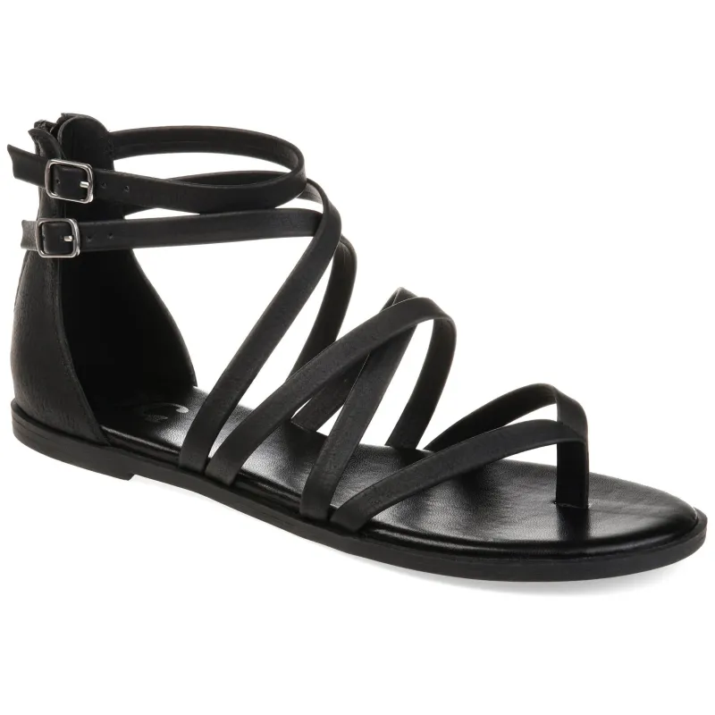 ZAILIE GLADIATOR SANDALS IN VEGAN LEATHER - Black sold by Journee Collection