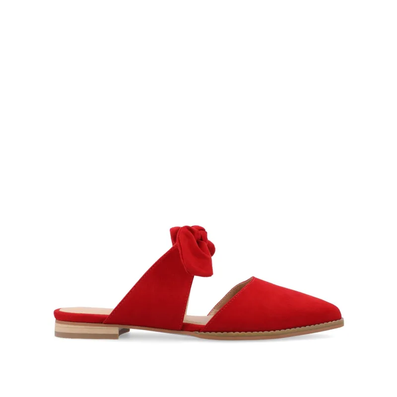 TELULAH MULE FLATS IN FAUX SUEDE - Red sold by Journee Collection
