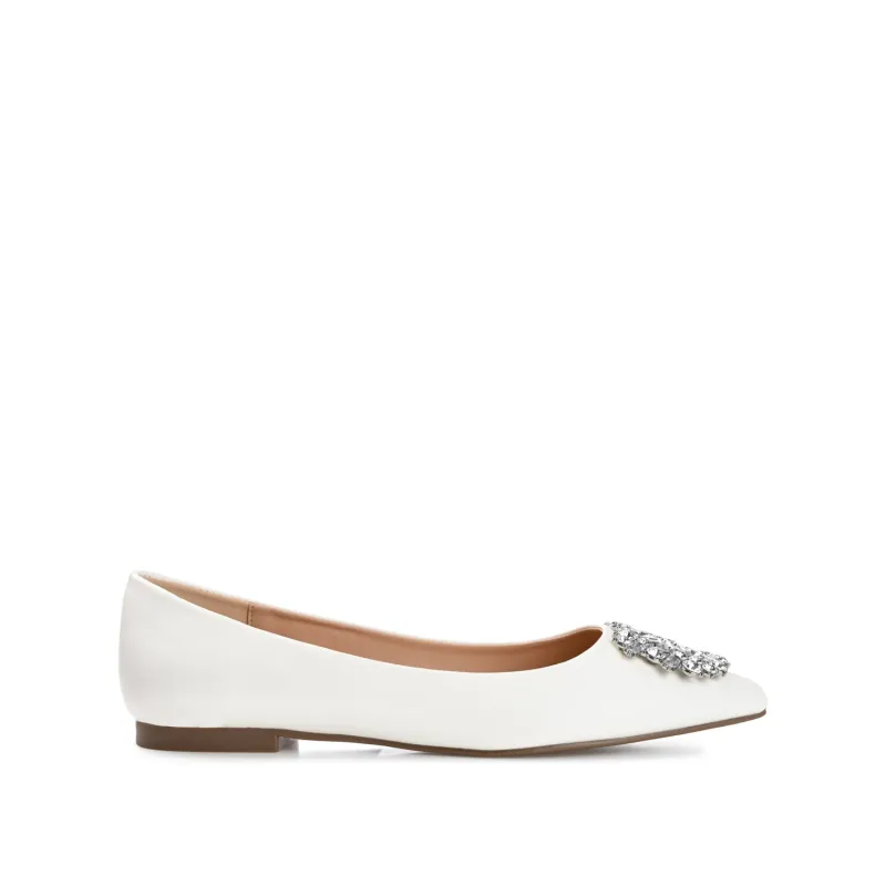 RENZO BALLET FLATS IN VEGAN LEATHER - Ivory sold by Journee Collection