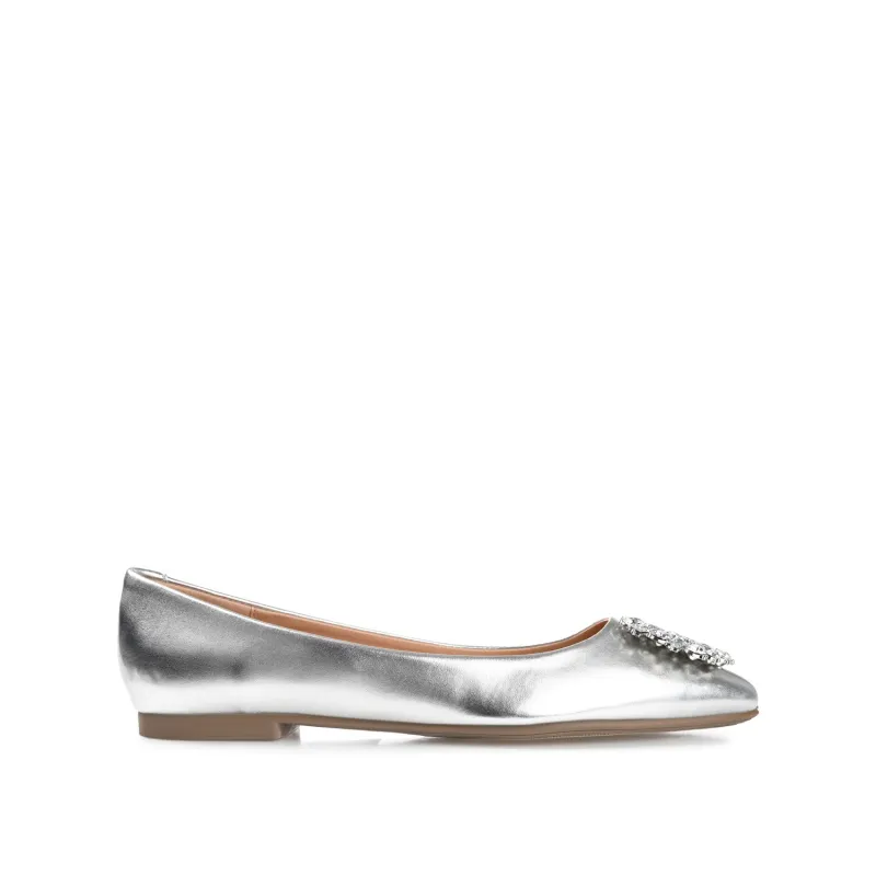 RENZO BALLET FLATS IN VEGAN LEATHER - Silver PU sold by Journee Collection