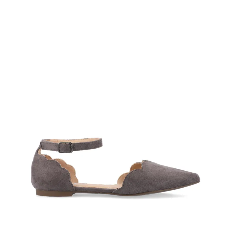 LANA SCALLOPED D'ORSAY FLAT IN FAUX SUEDE - Grey sold by Journee Collection