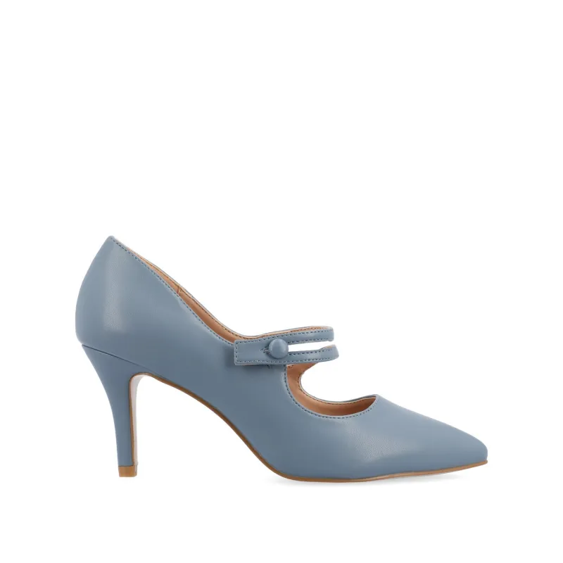 SIDNEY STILETTO PUMP HEELS IN VEGAN LEATHER - Blue sold by Journee Collection