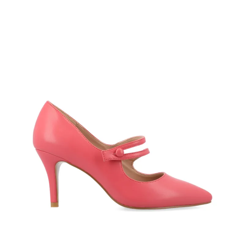 SIDNEY STILETTO PUMP HEELS IN VEGAN LEATHER - Coral sold by Journee Collection
