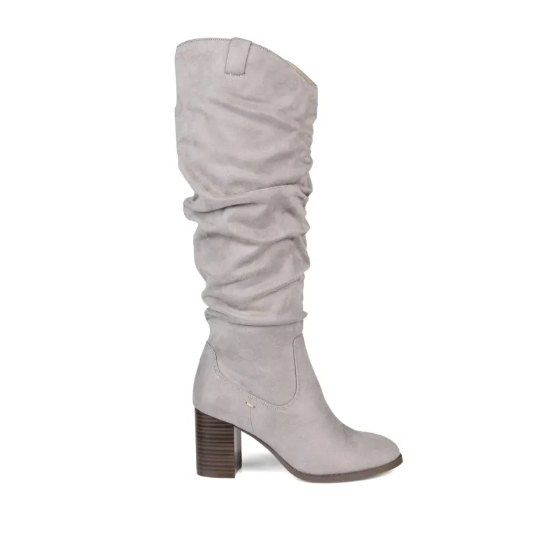 ANEIL KNEE-HIGH BOOTS IN FAUX SUEDE - Grey Faux Suede sold by Journee Collection
