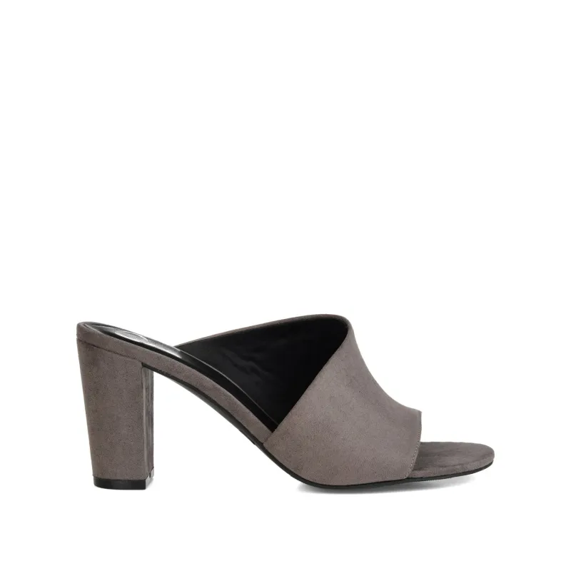 ALLEA BLOCK HEELS IN FAUX SUEDE - Grey Faux Suede sold by Journee Collection